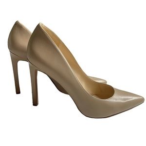 Nine West Nude Pointed-Toe Leather Pumps